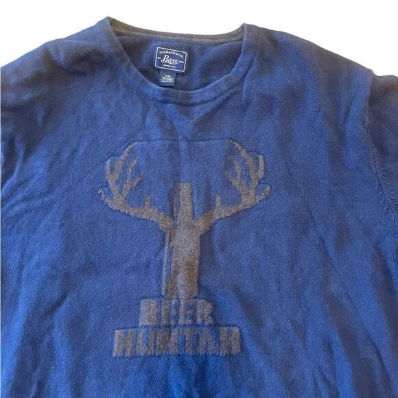 G H Bass Beer Huntah Wool Blend Sweater Deer Antlers Mens Size XXL - Picture 3 of 6